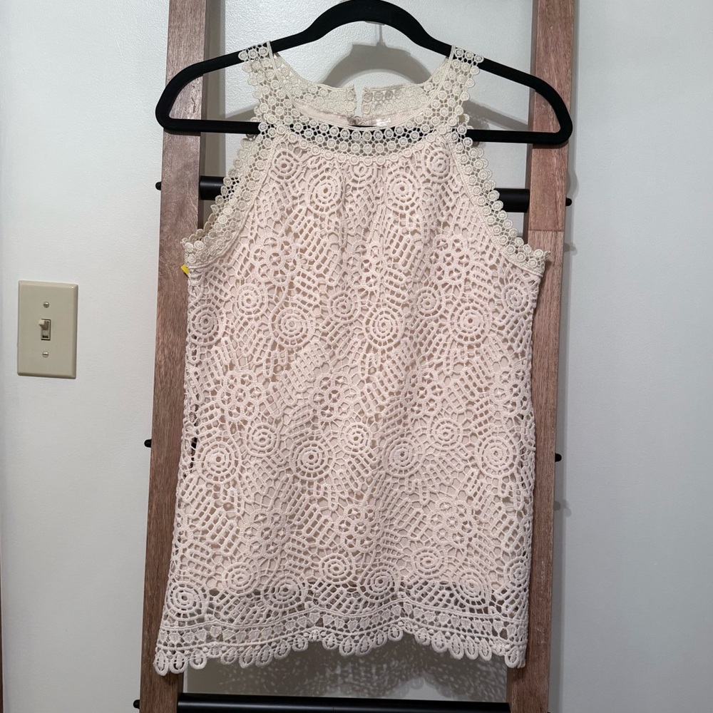 Adiva Cream Laced Halter Top Women Size XS. NWOT